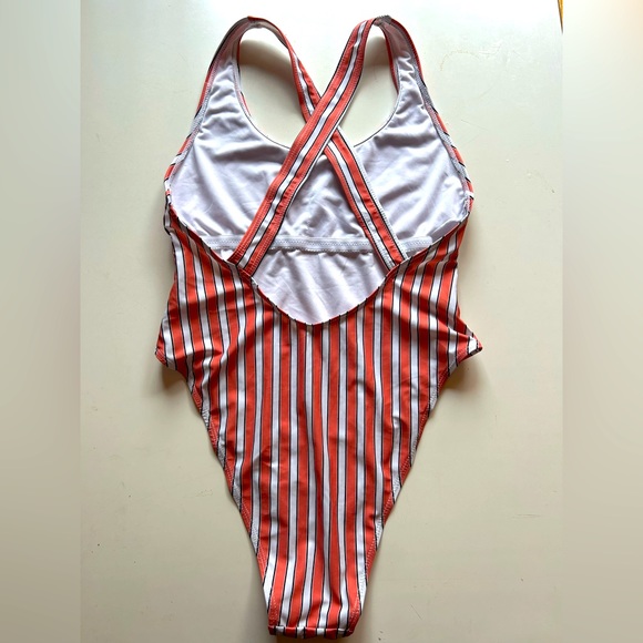 One piece bathing suit orange and white - Picture 2 of 3
